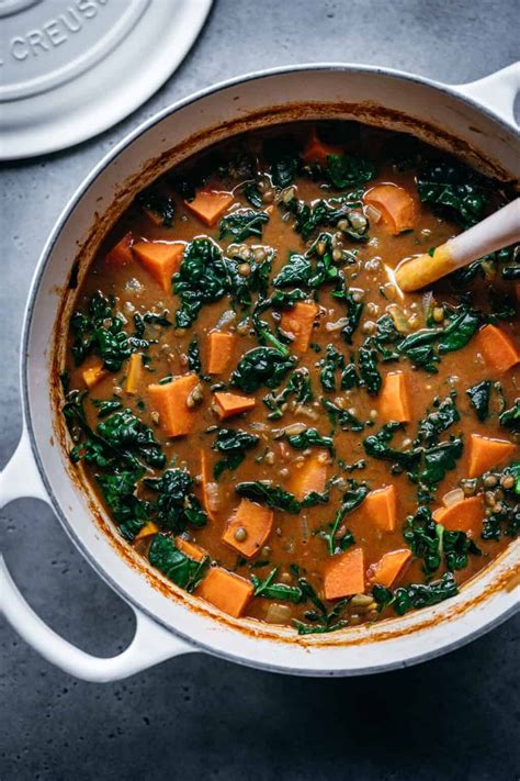 This Vegan Lentil Sweet Potato Curry Soup Is Comforting Flavorful And