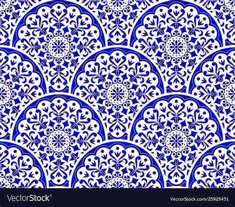 Blue And White Pottery Pattern Royalty Free Vector Image