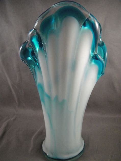 Blue And White Swirl Glass Vase Etsy