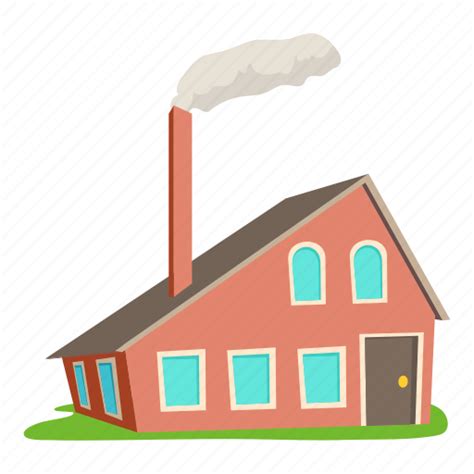 Building Cartoon Front Home House With Chimney Logo Roof Icon