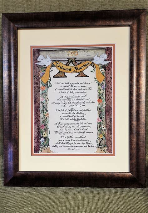 A Covenant Marriage Prayer Calligraphy And Art Picture For Wedding Or