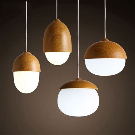 American Country Pendant Light Creative Wood Pendant Lamp Glass Ball Hanging Lamp Nordic