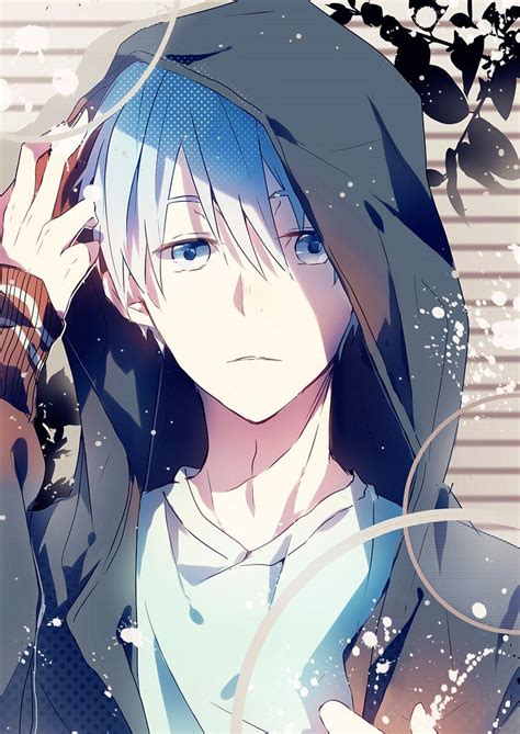 Fed up with the same old boring hairstyles? Anime Guy | Hoodie | White Hair | Casual | Blue Eyes ...