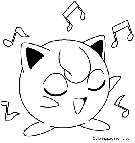 Dibujo de Pokémon Jigglypuff cantando para colorear Dibujos para