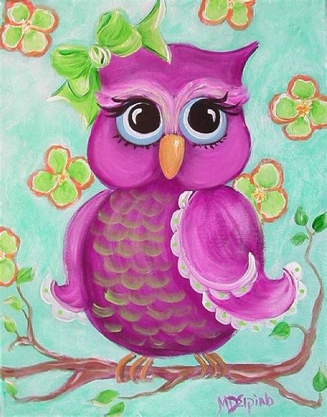 Cute Owl Painting On Canvas Cute Owl On Canvas Owl Painting Canvas