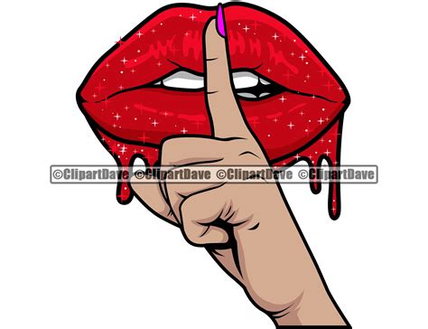 Sexy Lips Dripping Sparkle Shh Finger Hand Gesture SVG Design Etsy