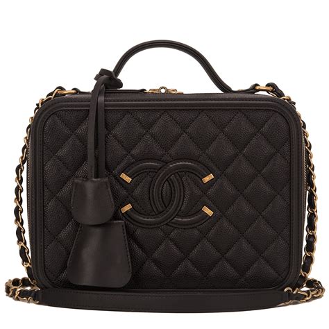 Certified chanel vanity bags available on collector square. Chanel Black Caviar Medium Filigree Vanity Case | World's Best
