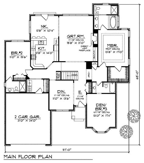 2 Bedroom Ranch House Plan 89526ah Architectural Designs House Plans