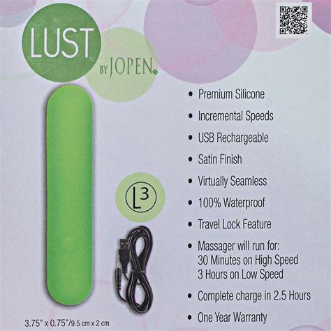 Lust By Jopen L3 Rechargeable Silicone Vibrator 375 Green