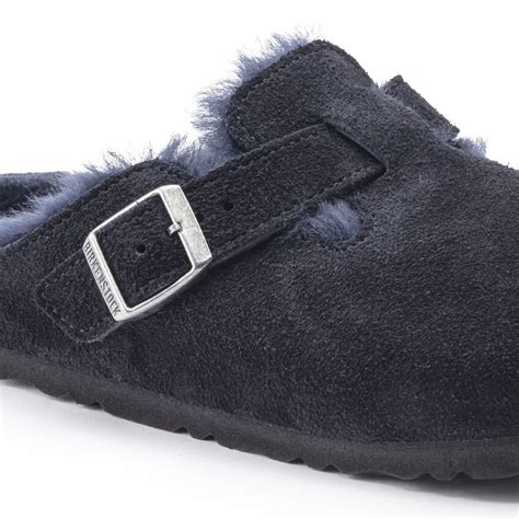 Birkenstock Boston Clog Shearling Mid Night Suede Leather