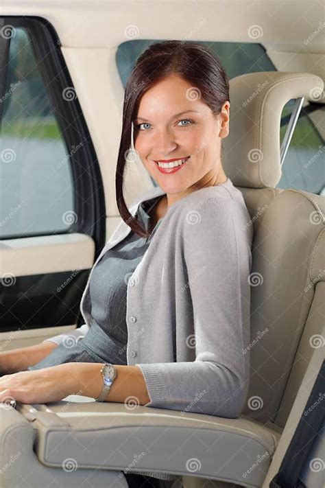Executive Woman Manager Sitting In Car Backseat Stock Photo Image Of