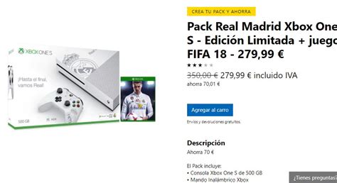 Packs De Xbox One S Con Del Real Madrid Fifa 18 Por 279 Euros