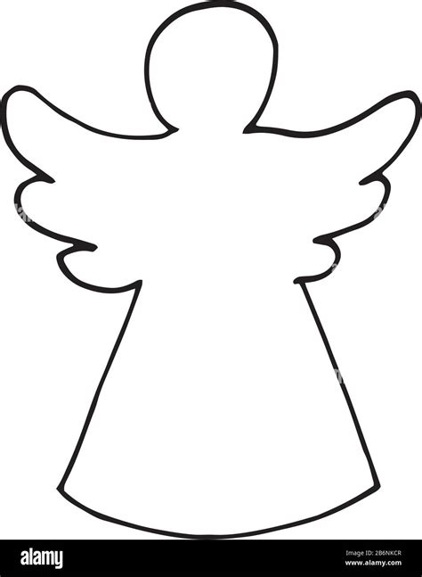 Angel Outline Religious Holiday Decorative Element Line Art Stock