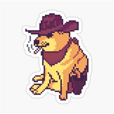 Cheems Doge Cowboy Pixel Art Sticker For Sale By Redakhatib Redbubble