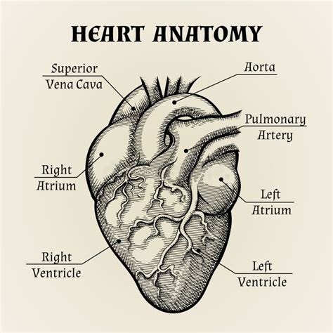 Black And White Heart Anatomy Graphic Stock Vector Illustration Of