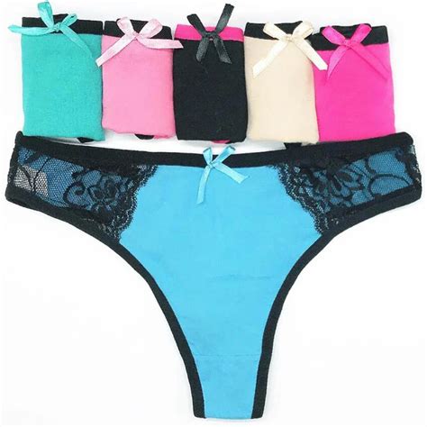 6pcslot Women Cotton Underwear Sexy Lace Panties Womens Soft Thong Breathable Seamless G