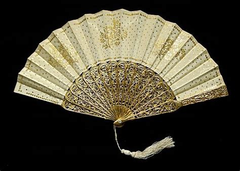 Fan Made Of Wood Silk Sequins And Mother Of Pearl French C1860
