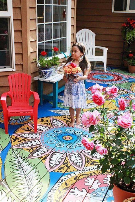 The reason for the weird length is we did 20″ strips, we didn't want to cut any of them short. Alisa Burke -deck (With images) | Painted floors, Deck paint