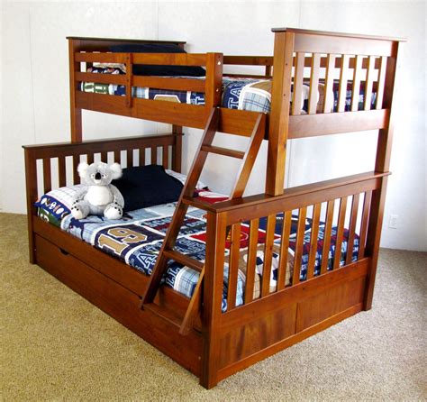Twin Over Full Bunk Bed Trundle Solid Wood Free Shipping