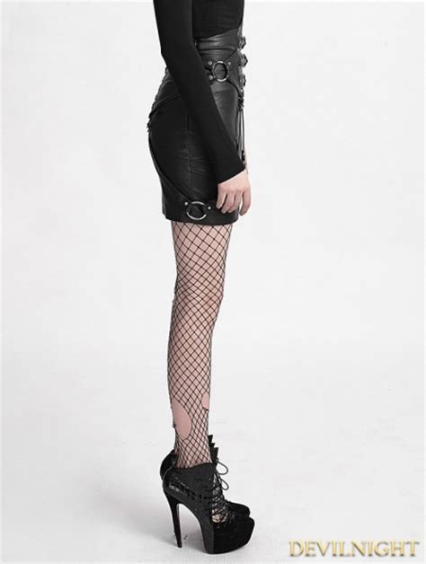 black gothic punk bandage high waist pu skirt uk