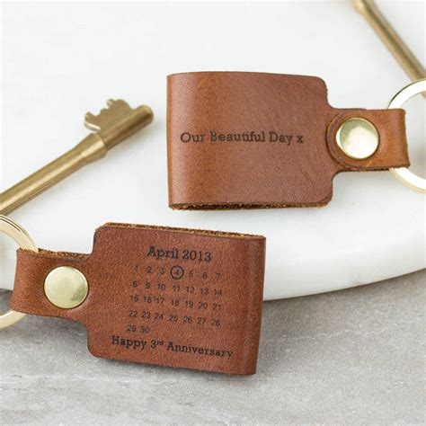 Deliver to 190+ countries · 24/7 customer service personalised third wedding anniversary leather keyring by ...