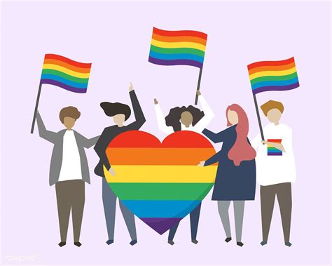 People With Lgbtq Rainbow Flags Illustration Free Image By Character