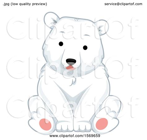 Clipart Of A Cute Sitting Polar Bear Royalty Free Vector Illustration