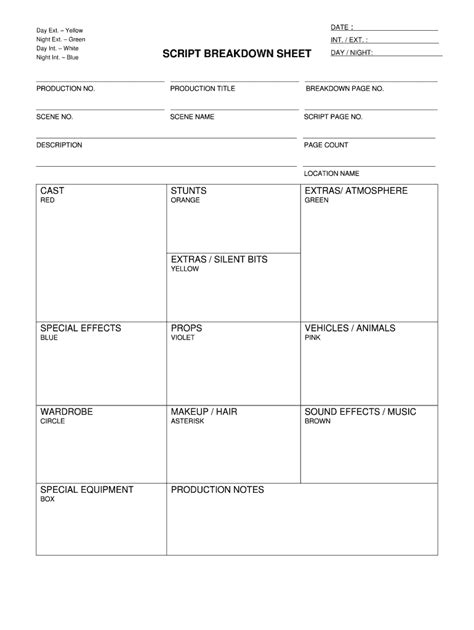 Script Breakdown Sheet Fill And Sign Printable Template Online Us