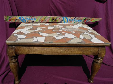 Moroccan mosaic tile table tops are made of a multitude of ceramic reclaimed tiles laid to create complex colorful design patterns. Upcycled, Hand Restored/Tiled Mosaic Coffee Table | Mosaic ...
