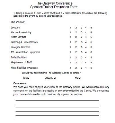 speaker evaluation feedback form  template republic