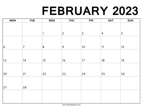 February 2023 Calendar Monday Start Printable To Do List Notes And Lines