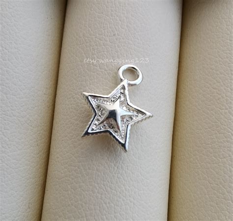 Solid Sterling Silver Star Charm Pendant 10x10mm Etsy