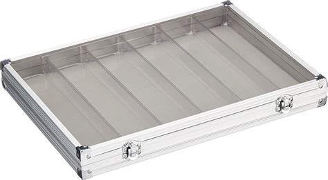 Aluminum Display Case With 6 Compartments Safe Collecting Supplies