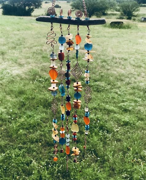 Orange Gold And Blue Beaded Suncatcher Etsy In 2020 Recycled Glass Bead Melted Bead