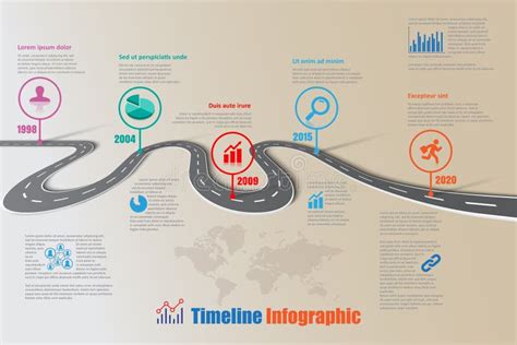 Business Roadmap Timeline Infographic Template With Pointers Designed
