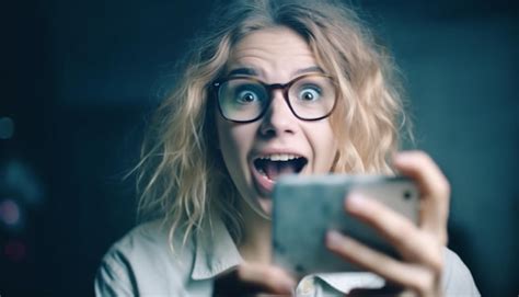 Lächelnde Blonde Frau Hält Ihr Telefon In Der Hand Und Macht Ein Von Ki Generiertes Selfie