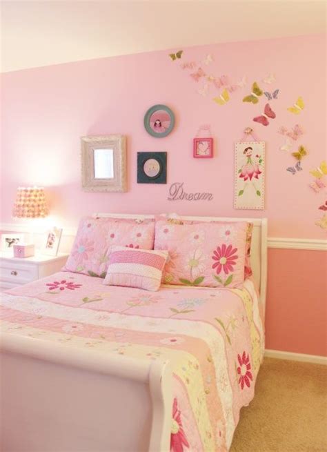 See more ideas about butterfly bedroom girls bedroom and kids bedroom. I like the two tone pink with the chair rail. | Pink ...