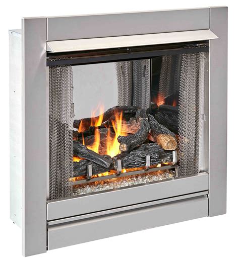 Duluth Forge Ventless Stainless Outdoor Gas Fireplace Insert With Glass