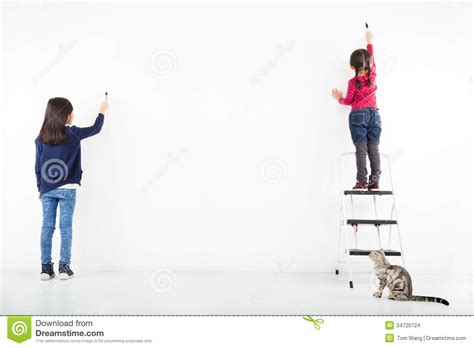See more ideas about easy drawings, art drawings simple, art drawings sketches. Two Kids Drawing On The Blank White Wall Stock Images ...