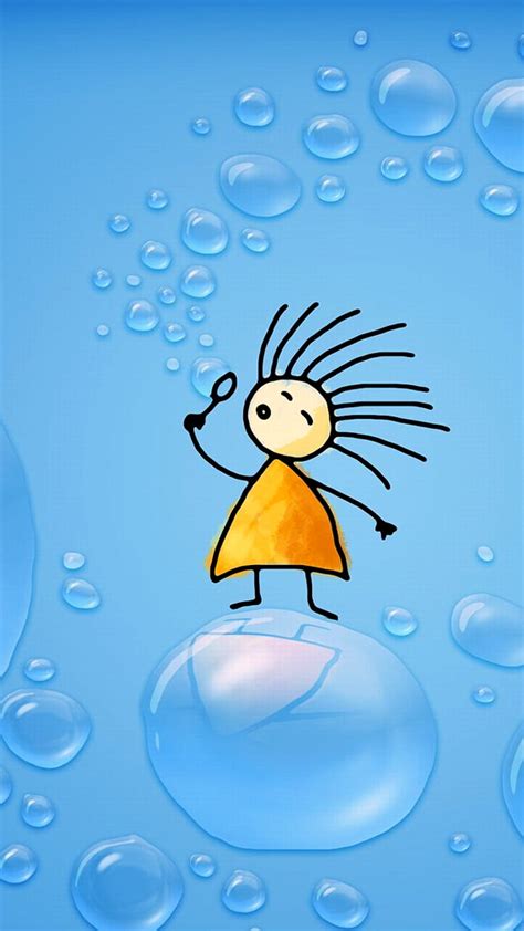2k Free Download Blowing Bubbles Blue Bubbles Cartoon Cute