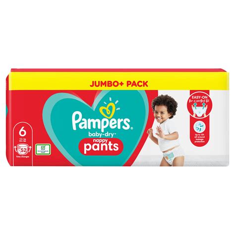Pampers Baby Dry Nappy Pants Size 6 52 Nappies 14kg 19kg Jumbo Pack