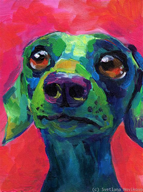 Painting Whimsical Dachshund Dog Pop Art Painting Original Art By