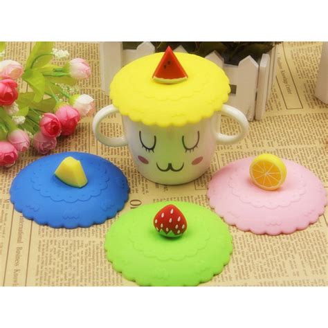 1pc Lovely Anti Dust Silicone Fruit Cup Cover Leakproof Coffee Lid Cap