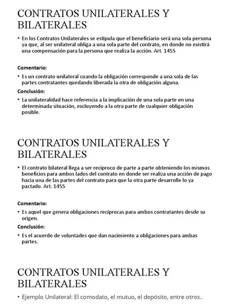 Contratos Unilaterales Y Bilaterales Pdf Derecho Contractual