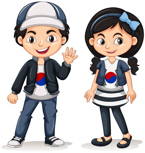 South Korean Boy And Girl 607751 Vector Art At Vecteezy