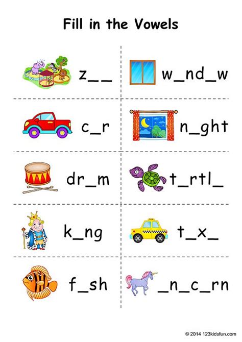 Short Vowels Worksheets Fill In The Blanks Vowel English Teaching