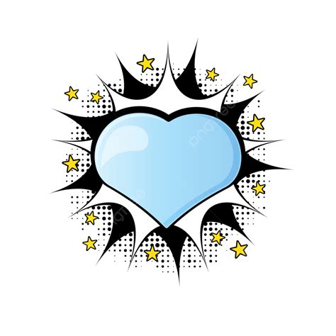 Valentine Pop Art With Blue Heart And Star Love Valentine Heart Png