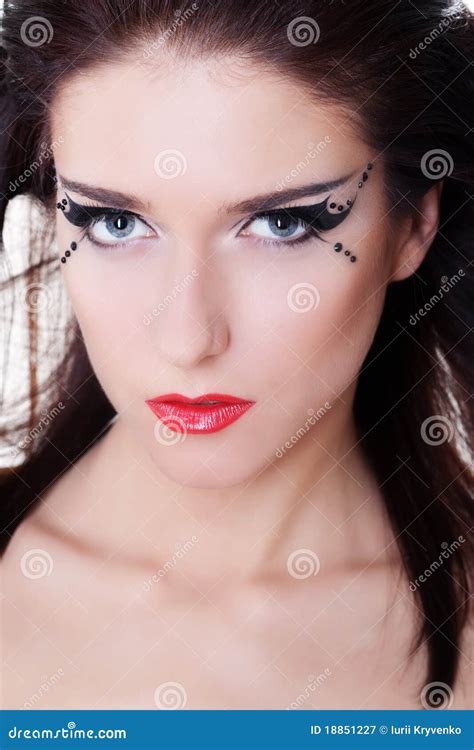 Woman Face With Bright Makeup Stock Image Image Of Beauty Concept 18851227