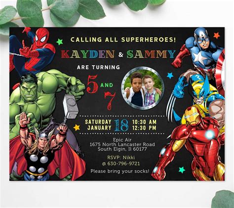 Combined Superhero Party Invitation Instant Download