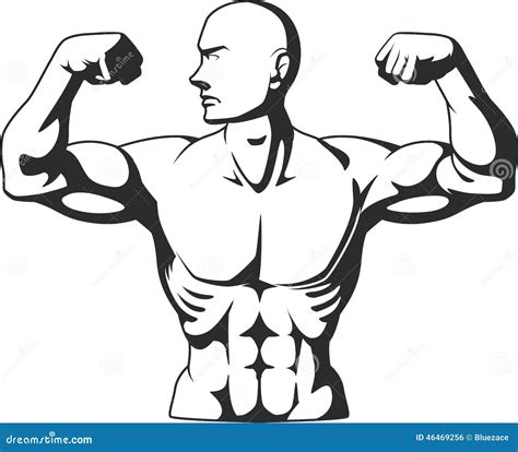Silhouette Of Bodybuilder Flexing Muscles Stock Vector Image 46469256